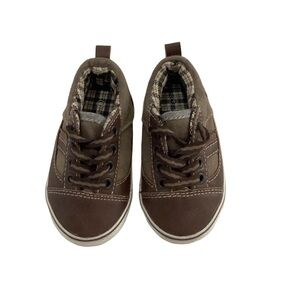 Koalakid Infant Size 4 Shoes Sneakers Brown Lace Up Plaid Inside Liner